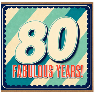 80th Birthday Card, Fabulous Years Retro Birthday Card