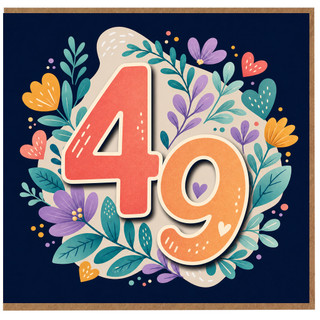 49th Birthday Card, Floral Number 49 Card