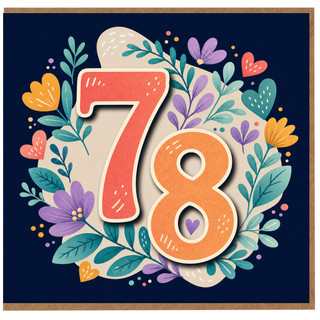 78th Birthday Card, Colourful Floral Number 78 Card