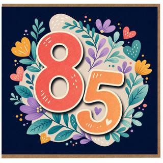 85th Birthday Card, Floral Number 85 Birthday Card