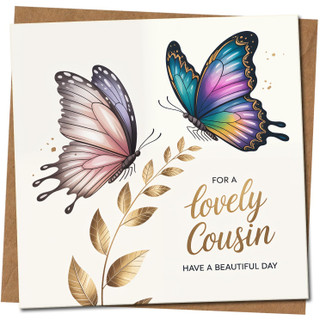 Lovely Cousin Card, 145mm x 145mm Square, Includes Kraft Envelope