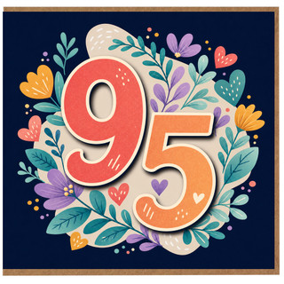 95th Birthday Card, Floral Number 95 Card