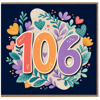 106th Birthday Card, Floral Milestone Age 106 Card