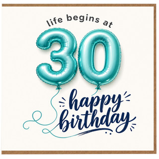 30th Birthday Card, Life Begins at 30 Happy Birthday Card