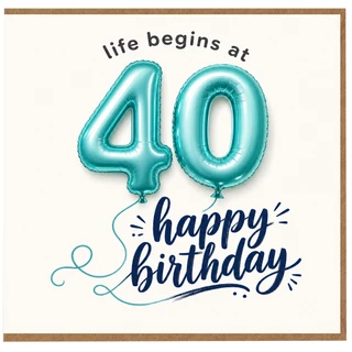 40th Birthday Card, Life Begins at 40 Happy Birthday Card