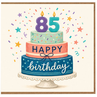 85th Birthday Card, Happy Birthday Cake Design for Her or Him