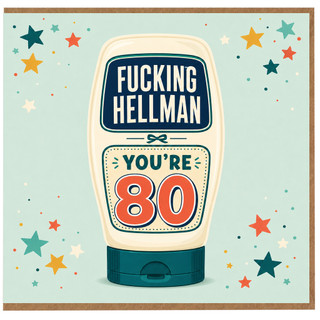 80th Birthday Card, for Him - Funny Retro Stars Design
