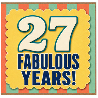 27th Birthday Card, Fabulous Years Retro Style Birthday Card