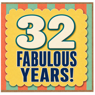 32nd Birthday Card, Fabulous Years Retro Style Card