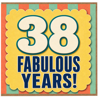 38th Birthday Card, Fabulous Years, Retro 38 Years Birthday Card