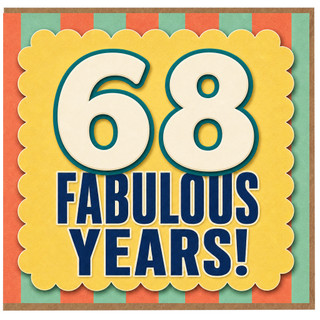 68th Birthday Card, 68 Fabulous Years Retro Style Celebration Card
