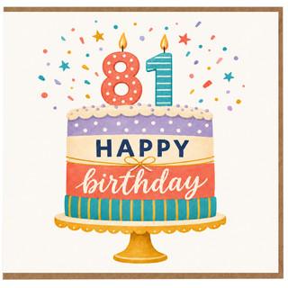 81st Birthday Card, Happy Birthday Cake Design Card
