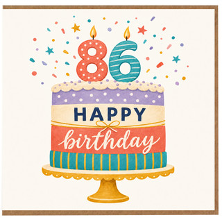 86th Birthday Card, Happy Birthday Cake Design