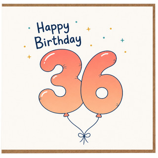 36th Birthday Card, Happy Birthday Balloons Design