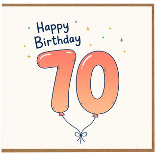 70th Birthday Card, Happy Birthday Balloon Number 70 Card