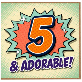 5th Birthday Card, 5 & Adorable Comic Style Card