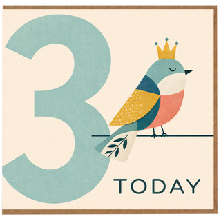 3rd Birthday Card, Today Bird Crown Design