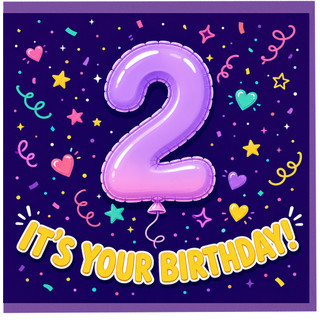 2nd Birthday Card, Fun Balloon Number 2 Birthday Card