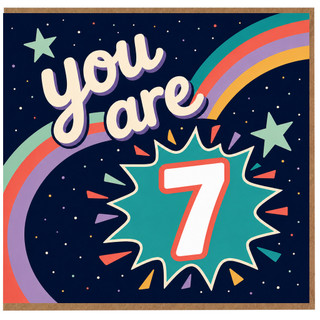 7th Birthday Card, You Are 7 Rainbow Star Card