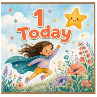 1st Birthday Card, 1 Today Superhero Birthday Card