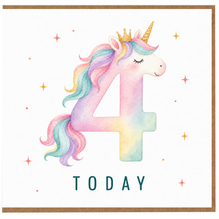 4th Birthday Card, Unicorn Today Card
