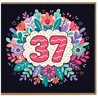 37th Birthday Card, Colourful Floral Design