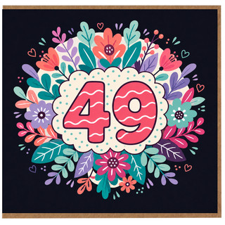 49th Birthday Card, Floral Number 49 Card