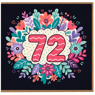 72nd Birthday Card, Floral Design