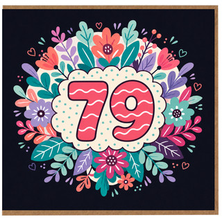 79th Birthday Card, Floral Number 79 Birthday Card