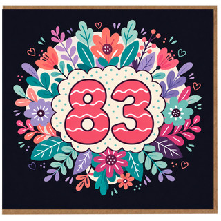 83rd Birthday Card, Floral Number 83 Birthday Card