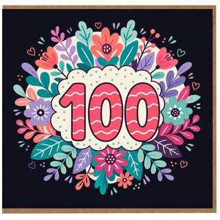 100th Birthday Card, Colourful Floral Design