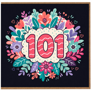 101st Birthday Card, Floral 101 Birthday Card