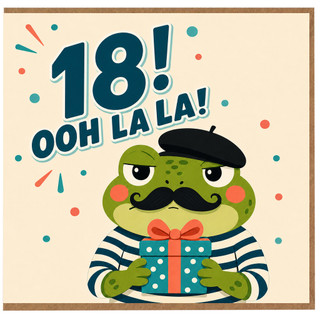 18th Birthday Card, Ooh La La Frog Birthday Card