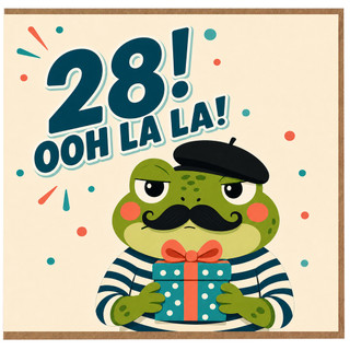 28th Birthday Card, Funny Frog Ooh La La Birthday Card