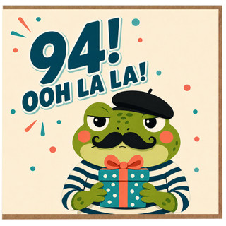 94th Birthday Card, Funny Ooh La La Frog Birthday Card