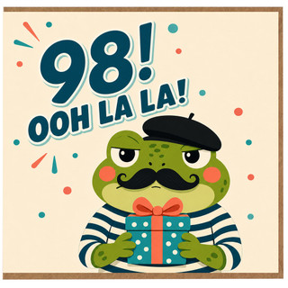 98th Birthday Card, Funny Frog Ooh La La Birthday Card