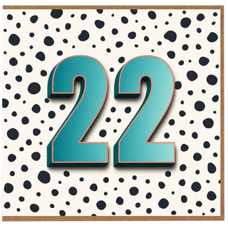 22nd Birthday Card, Bold Number 22 Design
