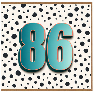 86th Birthday Card, Bold Turquoise Number 86 Birthday Card