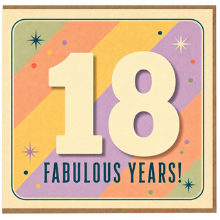 18th Birthday Card, Fabulous Years Retro Celebration Card