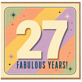 27th Birthday Card, Fabulous Years Retro Style Card