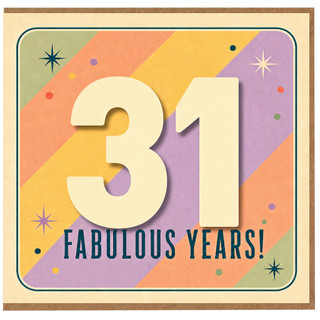 31st Birthday Card, Fabulous Years Retro Pastel Design