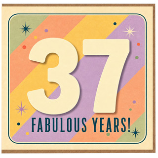 37th Birthday Card, Fabulous Years Retro Colourful Birthday Card