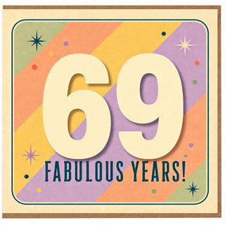 69th Birthday Card, Fabulous Years Retro Birthday Card