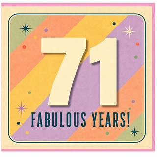 71st Birthday Card, Fabulous Years Retro Colourful Design