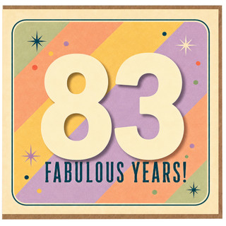 83rd Birthday Card, Fabulous Years Retro Pastel Age 83 Greeting Card