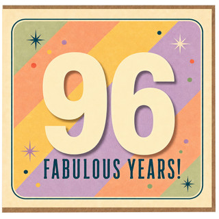 96th Birthday Card, 96 Fabulous Years Retro Birthday Card
