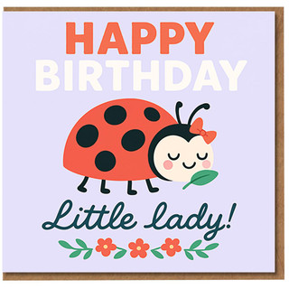Happy Birthday Little Lady Card - Cute Ladybird Children's Birthday Card for Little Girl, Daughter, Granddaughter or Niece