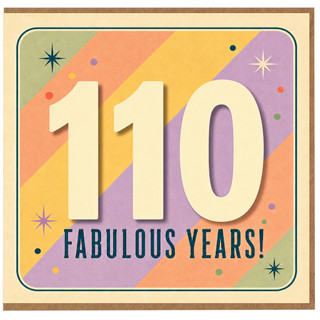 110th Birthday Card, Fabulous Years Retro Pastel Design