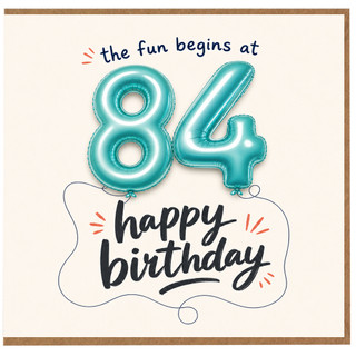 84th Birthday Card, Happy Birthday Balloon Number Design