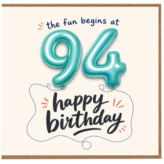 94th Birthday Card, Fun Balloon Number Happy Birthday Card